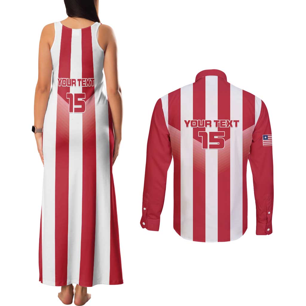 Custom Liberia Football Couples Matching Tank Maxi Dress and Long Sleeve Button Shirt Sporty Style - Wonder Print Shop