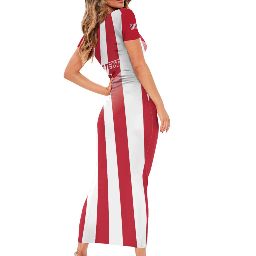 Custom Liberia Football Short Sleeve Bodycon Dress Sporty Style - Wonder Print Shop