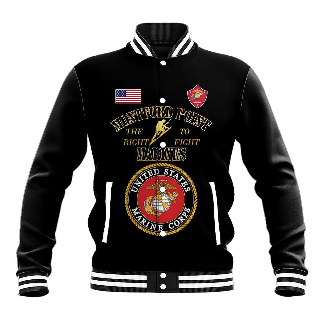 African American Marine Corps Legacy Baseball Jacket Montford Point Heritage Black - Wonder Print Shop