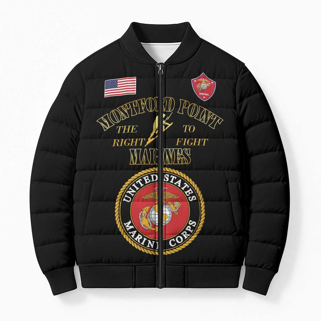 African American Marine Corps Legacy Bomber Puffer Jacket Montford Point Heritage Black - Wonder Print Shop