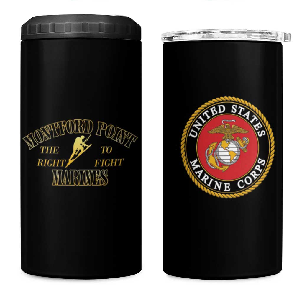 African American Marine Corps Legacy 4 in 1 Can Cooler Tumbler Montford Point Heritage Black - Wonder Print Shop