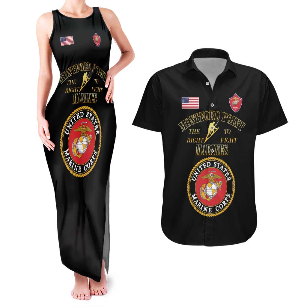 African American Marine Corps Legacy Couples Matching Tank Maxi Dress and Hawaiian Shirt Montford Point Heritage Black - Wonder Print Shop