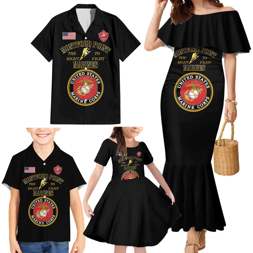 African American Marine Corps Legacy Family Matching Mermaid Dress and Hawaiian Shirt Montford Point Heritage Black - Wonder Print Shop