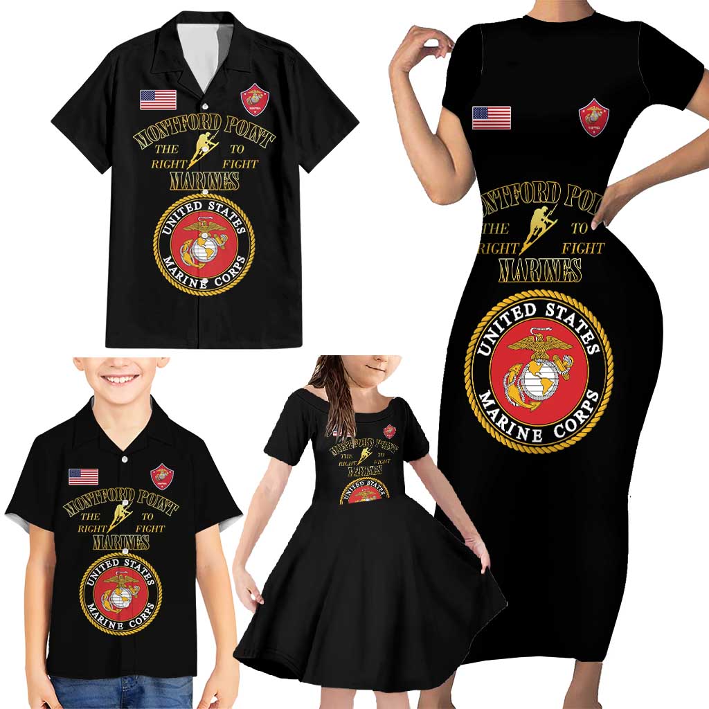 African American Marine Corps Legacy Family Matching Short Sleeve Bodycon Dress and Hawaiian Shirt Montford Point Heritage Black - Wonder Print Shop