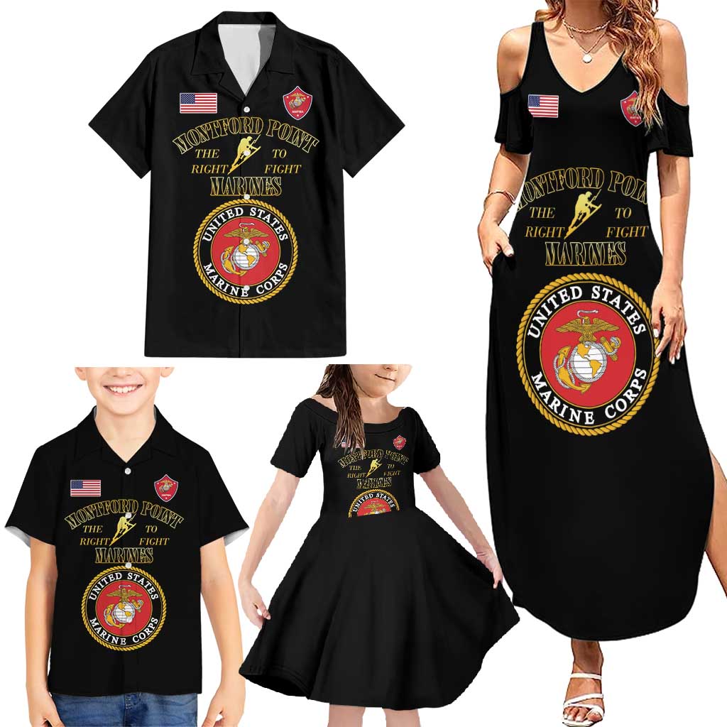 African American Marine Corps Legacy Family Matching Summer Maxi Dress and Hawaiian Shirt Montford Point Heritage Black - Wonder Print Shop
