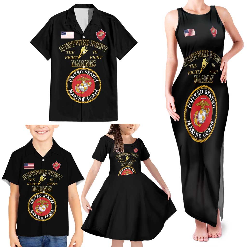 African American Marine Corps Legacy Family Matching Tank Maxi Dress and Hawaiian Shirt Montford Point Heritage Black - Wonder Print Shop