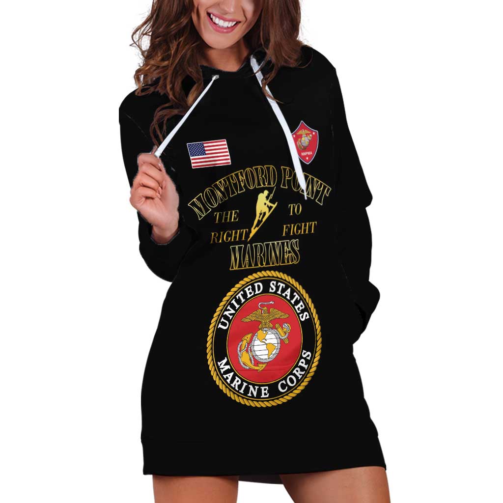 African American Marine Corps Legacy Hoodie Dress Montford Point Heritage Black - Wonder Print Shop