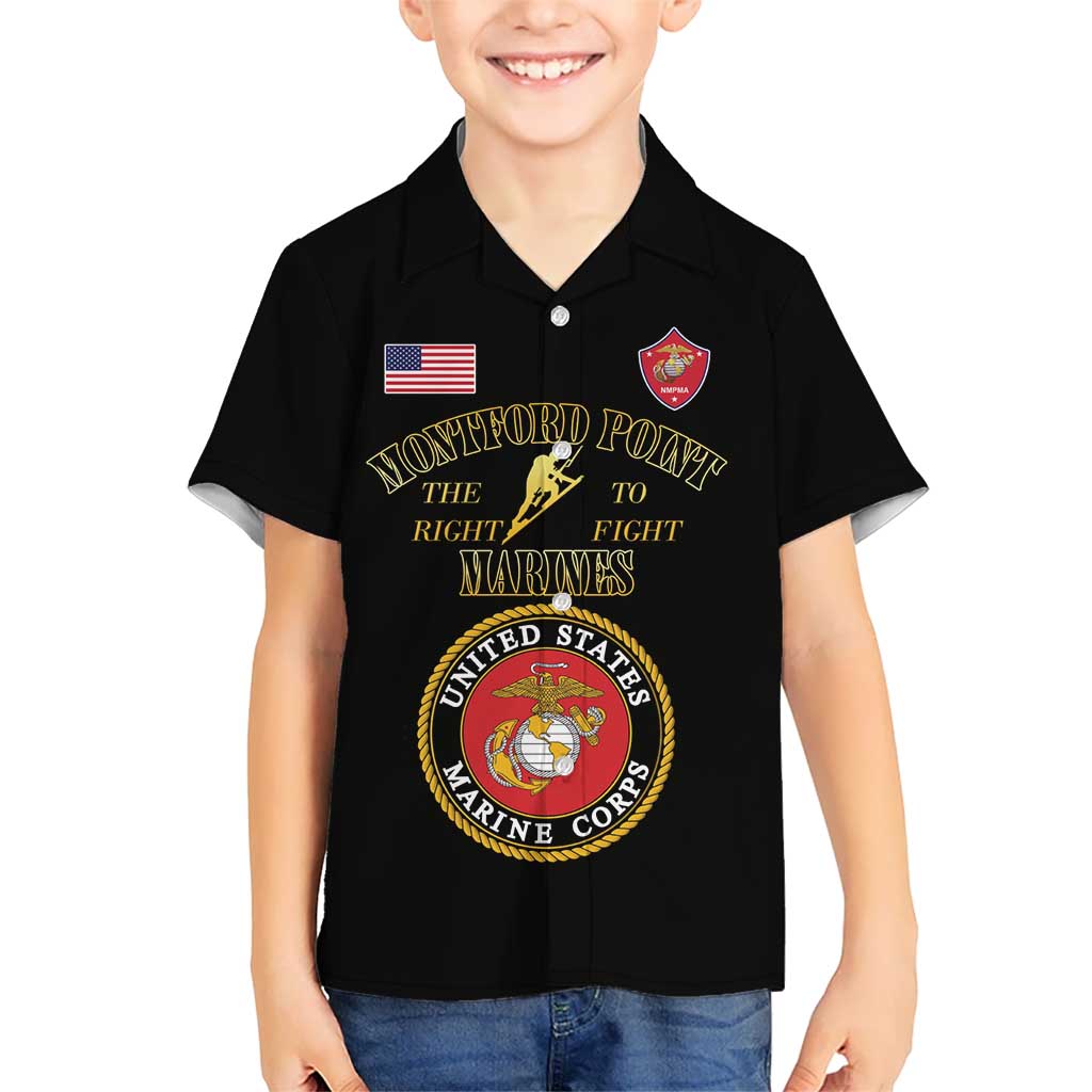 African American Marine Corps Legacy Kid Hawaiian Shirt Montford Point Heritage Black - Wonder Print Shop