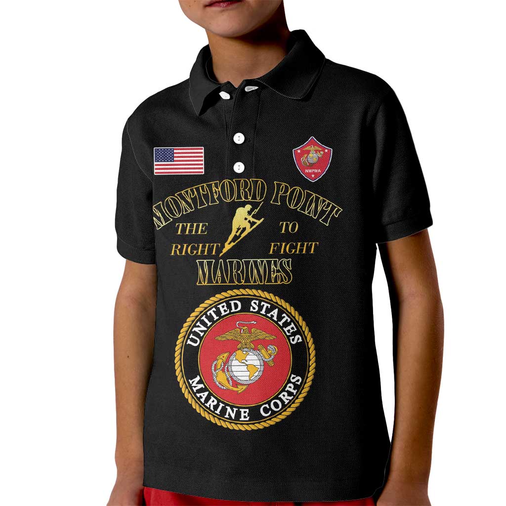 African American Marine Corps Legacy Kid Polo Shirt Montford Point Heritage Black - Wonder Print Shop