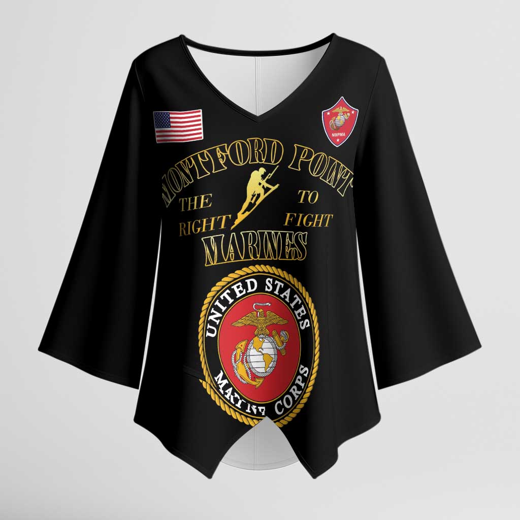 African American Marine Corps Legacy Kimono Sleeve Blouse Montford Point Heritage Black - Wonder Print Shop