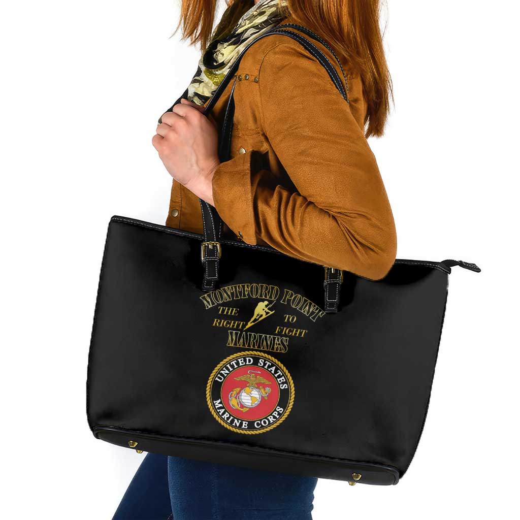 African American Marine Corps Legacy Leather Tote Bag Montford Point Heritage Black - Wonder Print Shop