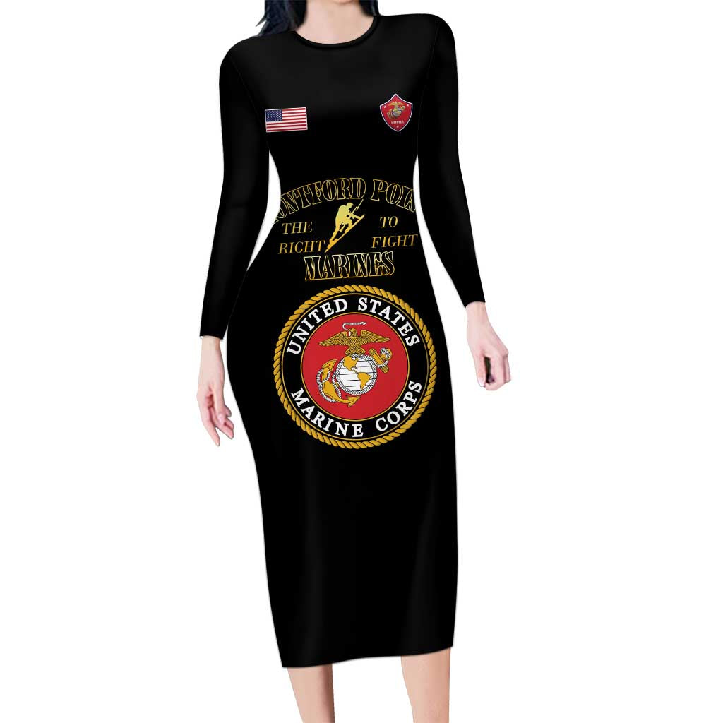African American Marine Corps Legacy Long Sleeve Bodycon Dress Montford Point Heritage Black - Wonder Print Shop
