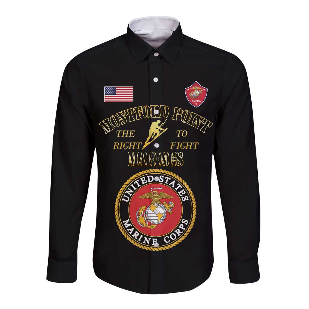 African American Marine Corps Legacy Long Sleeve Button Shirt Montford Point Heritage Black - Wonder Print Shop