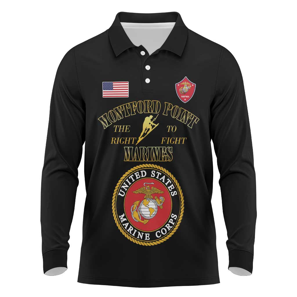 African American Marine Corps Legacy Long Sleeve Polo Shirt Montford Point Heritage Black - Wonder Print Shop