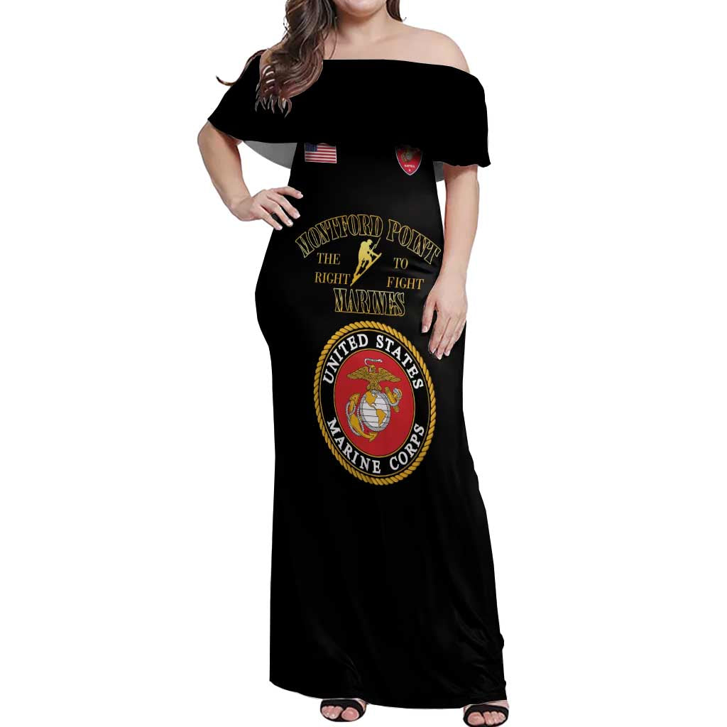 African American Marine Corps Legacy Off Shoulder Maxi Dress Montford Point Heritage Black - Wonder Print Shop
