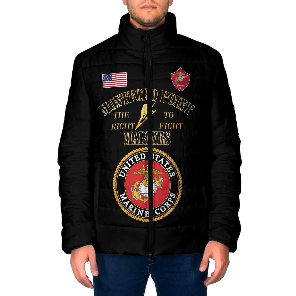 African American Marine Corps Legacy Padded Jacket Montford Point Heritage Black - Wonder Print Shop