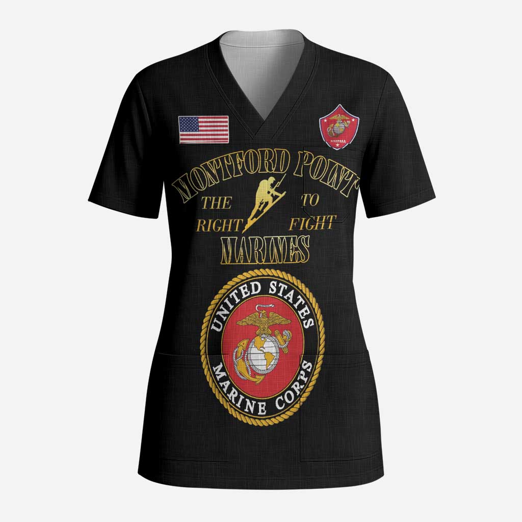 African American Marine Corps Legacy Scrub Top Montford Point Heritage Black - Wonder Print Shop