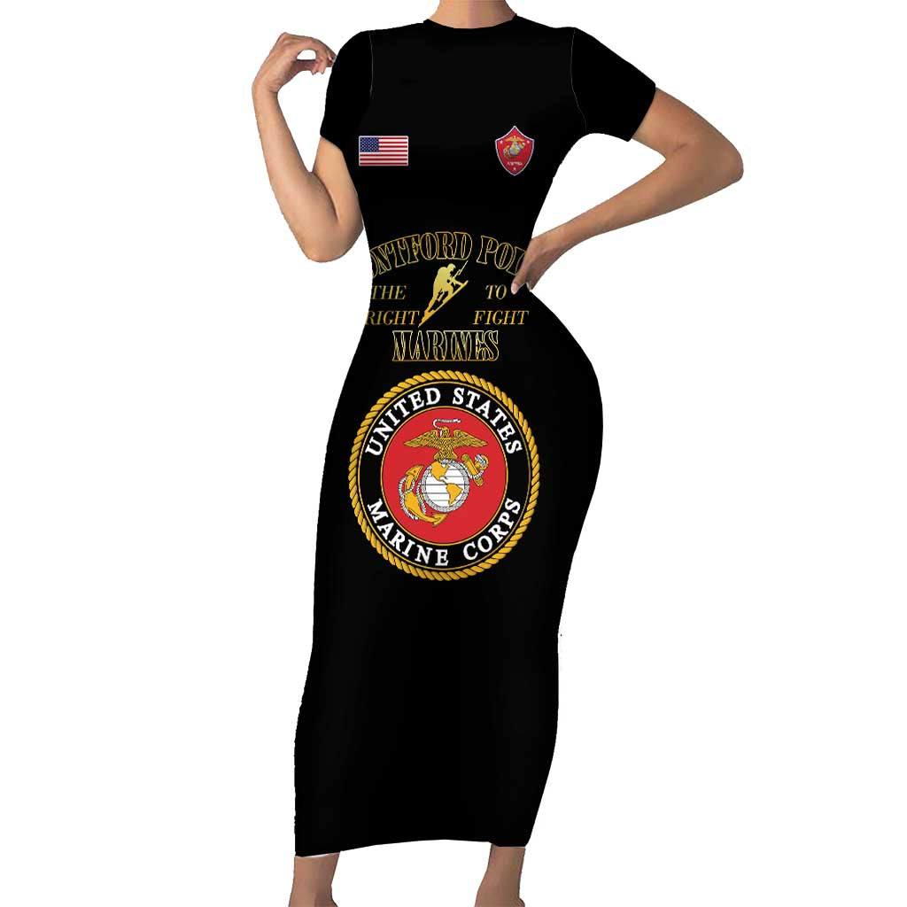 African American Marine Corps Legacy Short Sleeve Bodycon Dress Montford Point Heritage Black - Wonder Print Shop