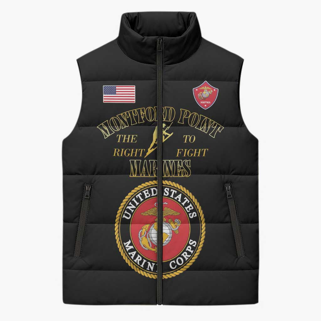 African American Marine Corps Legacy Sleeveless Puffer Jacket Montford Point Heritage Black - Wonder Print Shop