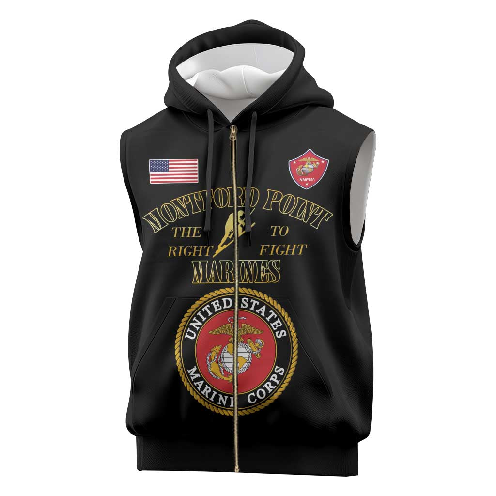 African American Marine Corps Legacy Sleeveless Zip Hoodie Montford Point Heritage Black - Wonder Print Shop