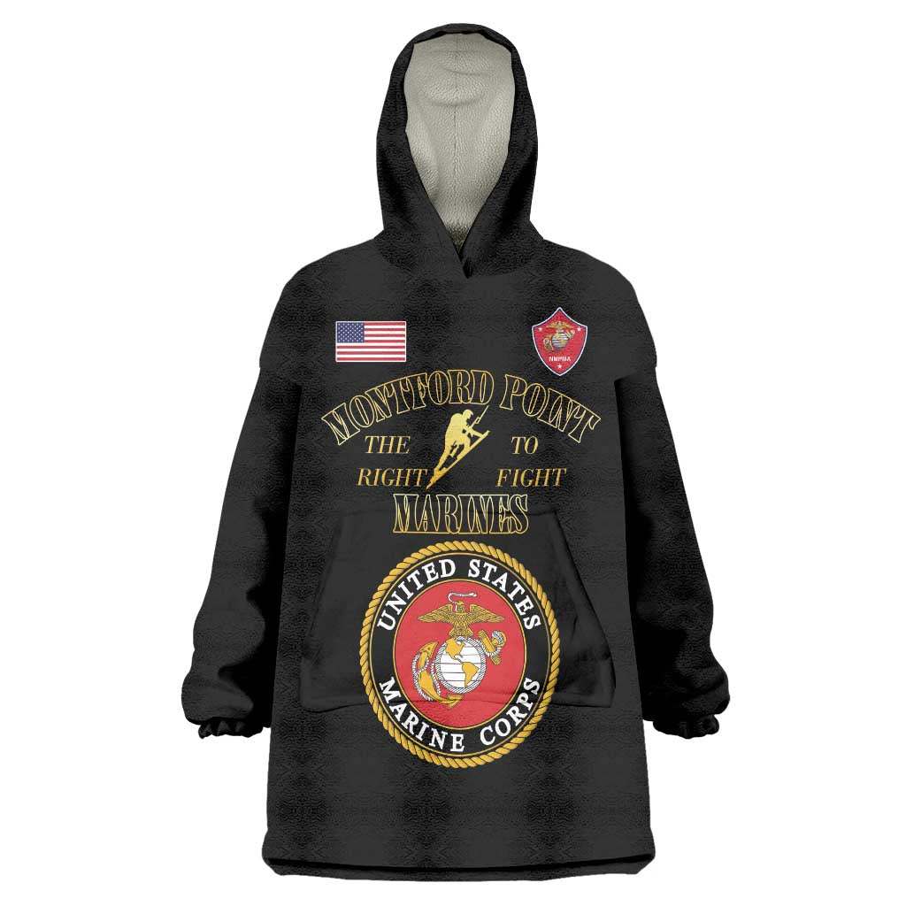 African American Marine Corps Legacy Wearable Blanket Hoodie Montford Point Heritage Black - Wonder Print Shop