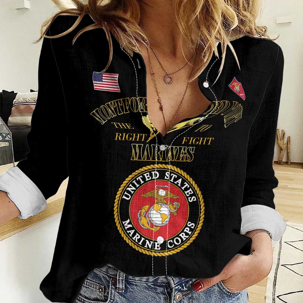 African American Marine Corps Legacy Women Casual Shirt Montford Point Heritage Black - Wonder Print Shop