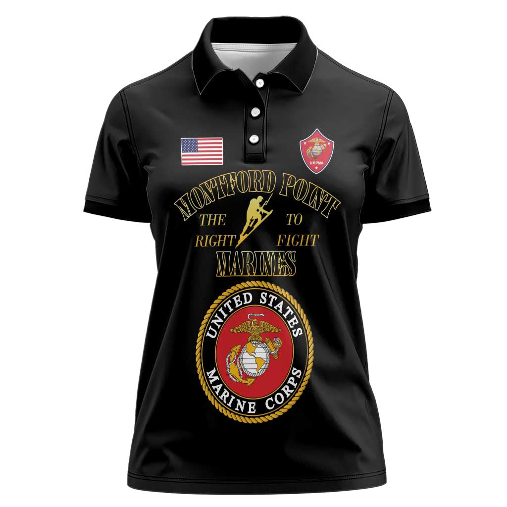 African American Marine Corps Legacy Women Polo Shirt Montford Point Heritage Black - Wonder Print Shop