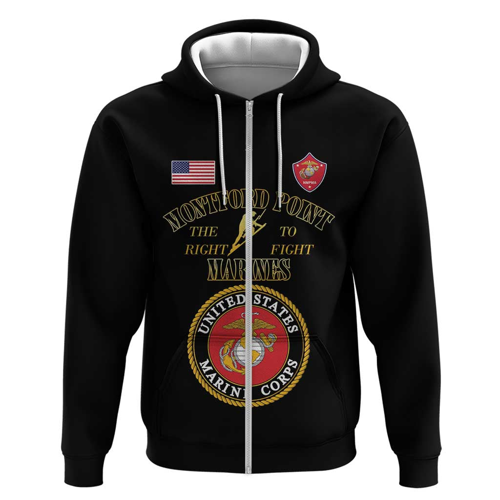 African American Marine Corps Legacy Zip Hoodie Montford Point Heritage Black - Wonder Print Shop