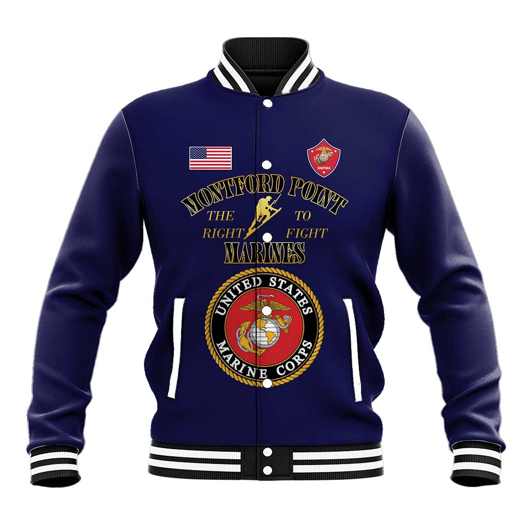 African American Marine Corps Legacy Baseball Jacket Montford Point Heritage Navy Blue - Wonder Print Shop