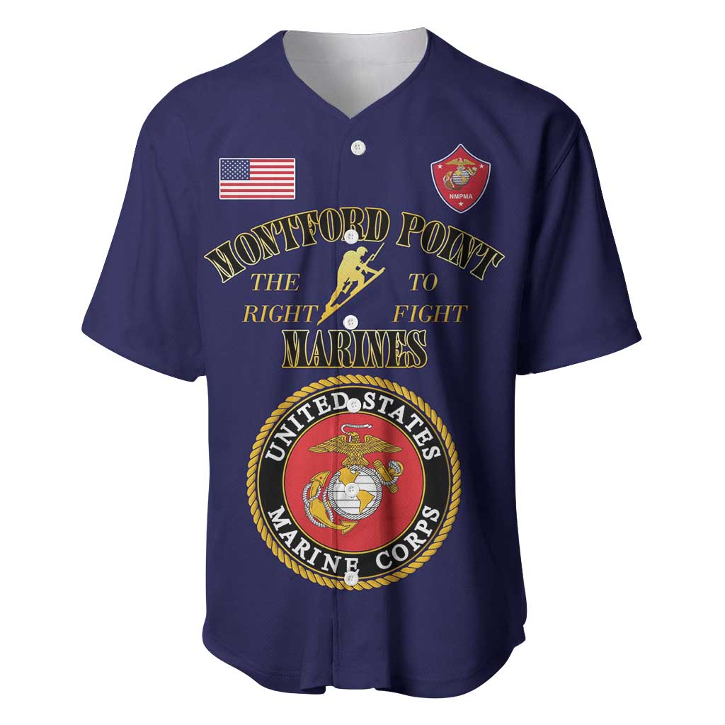 African American Marine Corps Legacy Baseball Jersey Montford Point Heritage Navy Blue - Wonder Print Shop