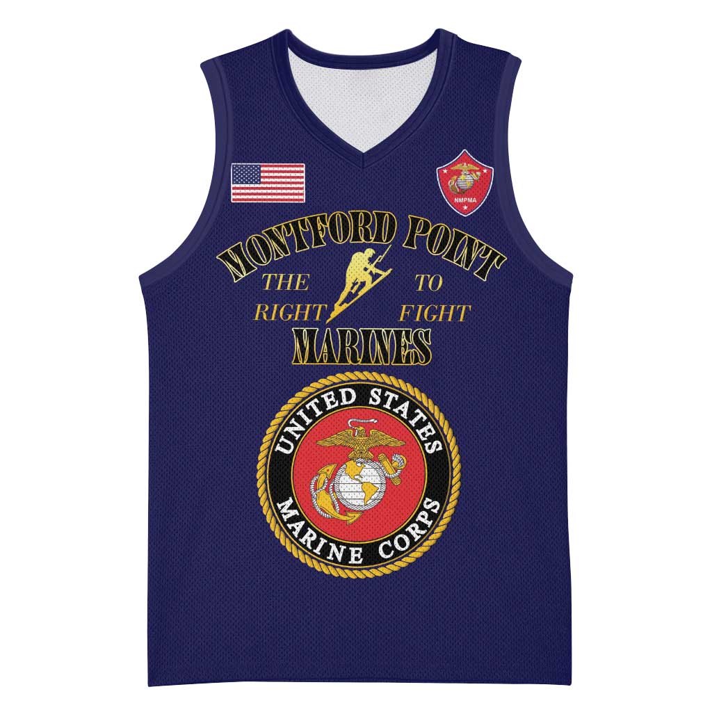 African American Marine Corps Legacy Basketball Jersey Montford Point Heritage Navy Blue - Wonder Print Shop
