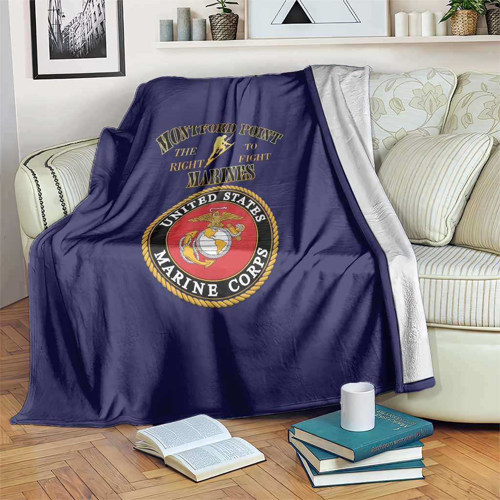 African American Marine Corps Legacy Blanket Montford Point Heritage Navy Blue - Wonder Print Shop