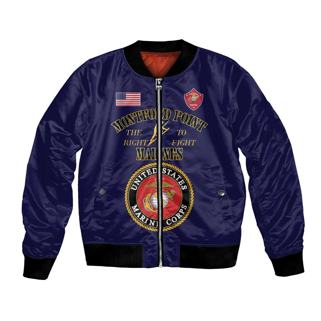 African American Marine Corps Legacy Bomber Jacket Montford Point Heritage Navy Blue - Wonder Print Shop