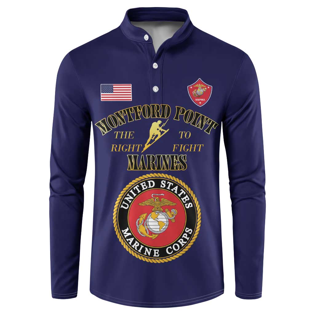 African American Marine Corps Legacy Button Sweatshirt Montford Point Heritage Navy Blue - Wonder Print Shop