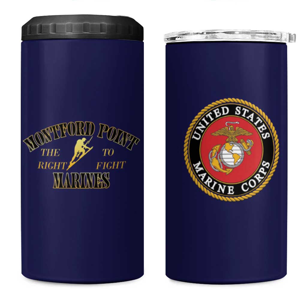 African American Marine Corps Legacy 4 in 1 Can Cooler Tumbler Montford Point Heritage Navy Blue - Wonder Print Shop