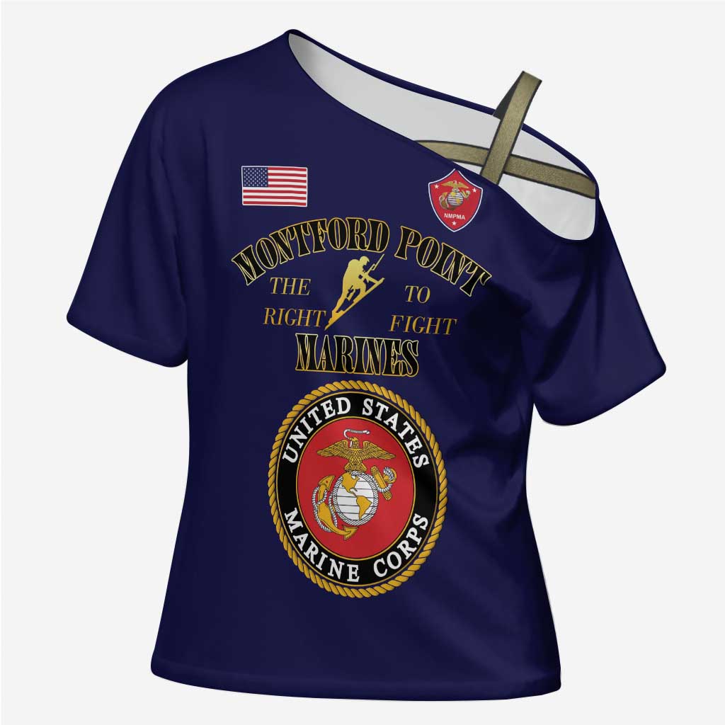 African American Marine Corps Legacy Cross Shoulder Shirt Montford Point Heritage Navy Blue - Wonder Print Shop