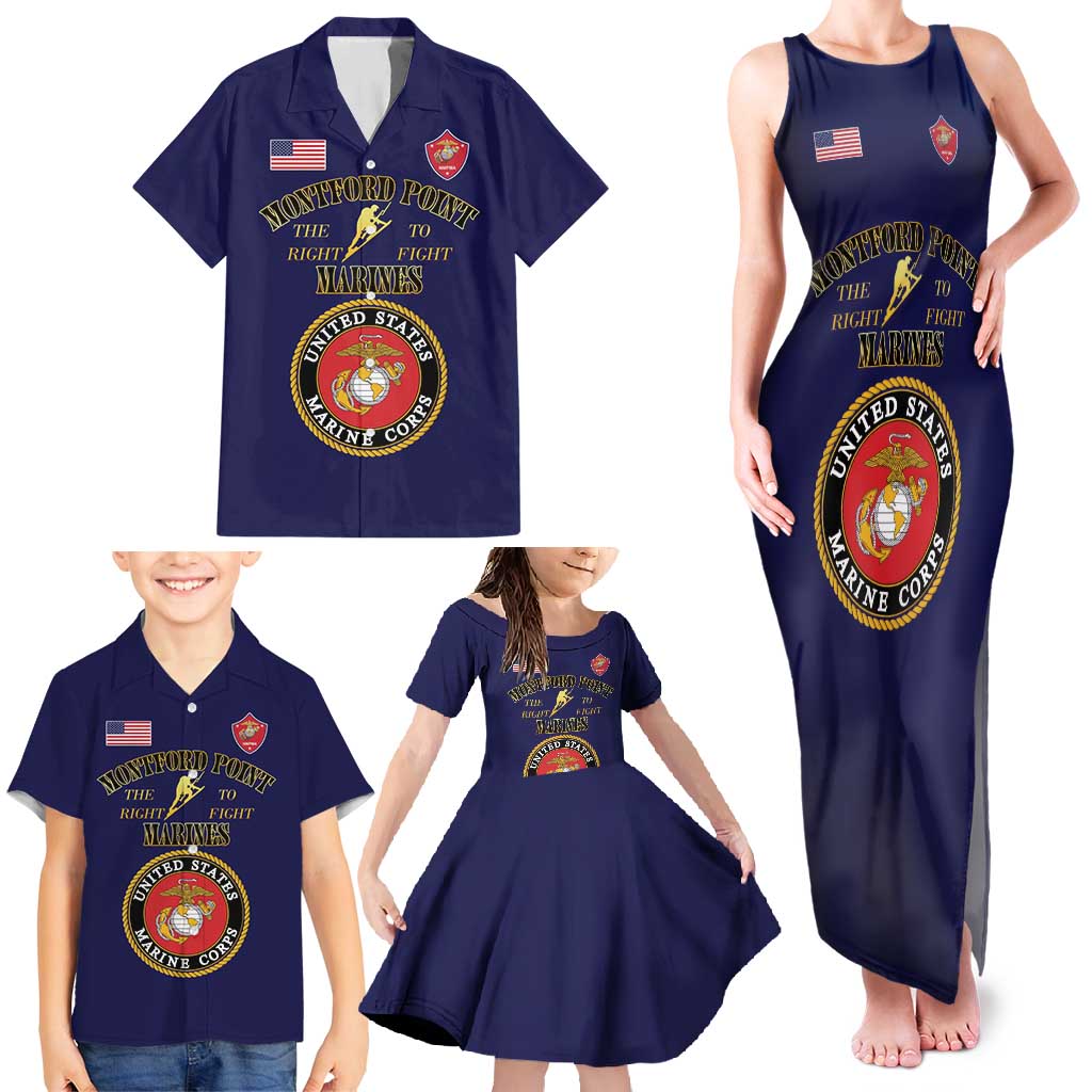 African American Marine Corps Legacy Family Matching Tank Maxi Dress and Hawaiian Shirt Montford Point Heritage Navy Blue - Wonder Print Shop