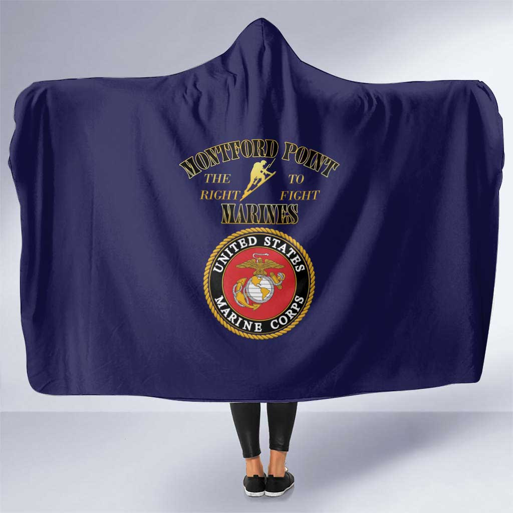 African American Marine Corps Legacy Hooded Blanket Montford Point Heritage Navy Blue - Wonder Print Shop