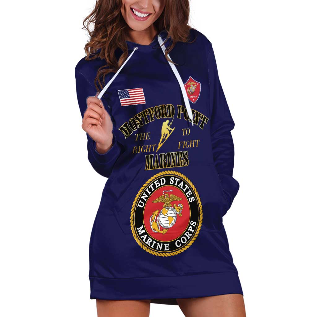 African American Marine Corps Legacy Hoodie Dress Montford Point Heritage Navy Blue - Wonder Print Shop