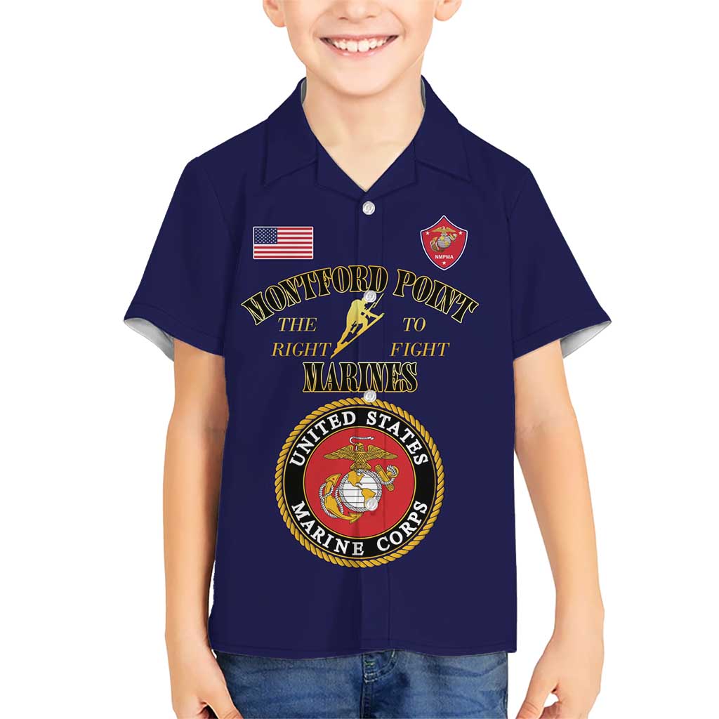 African American Marine Corps Legacy Kid Hawaiian Shirt Montford Point Heritage Navy Blue - Wonder Print Shop