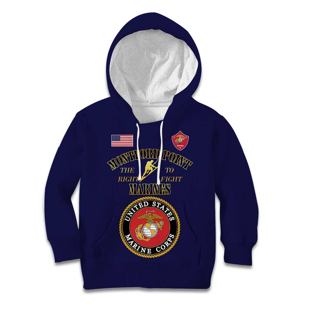 African American Marine Corps Legacy Kid Hoodie Montford Point Heritage Navy Blue - Wonder Print Shop