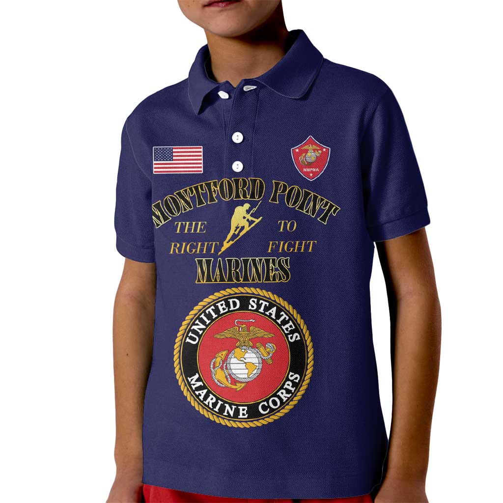 African American Marine Corps Legacy Kid Polo Shirt Montford Point Heritage Navy Blue - Wonder Print Shop