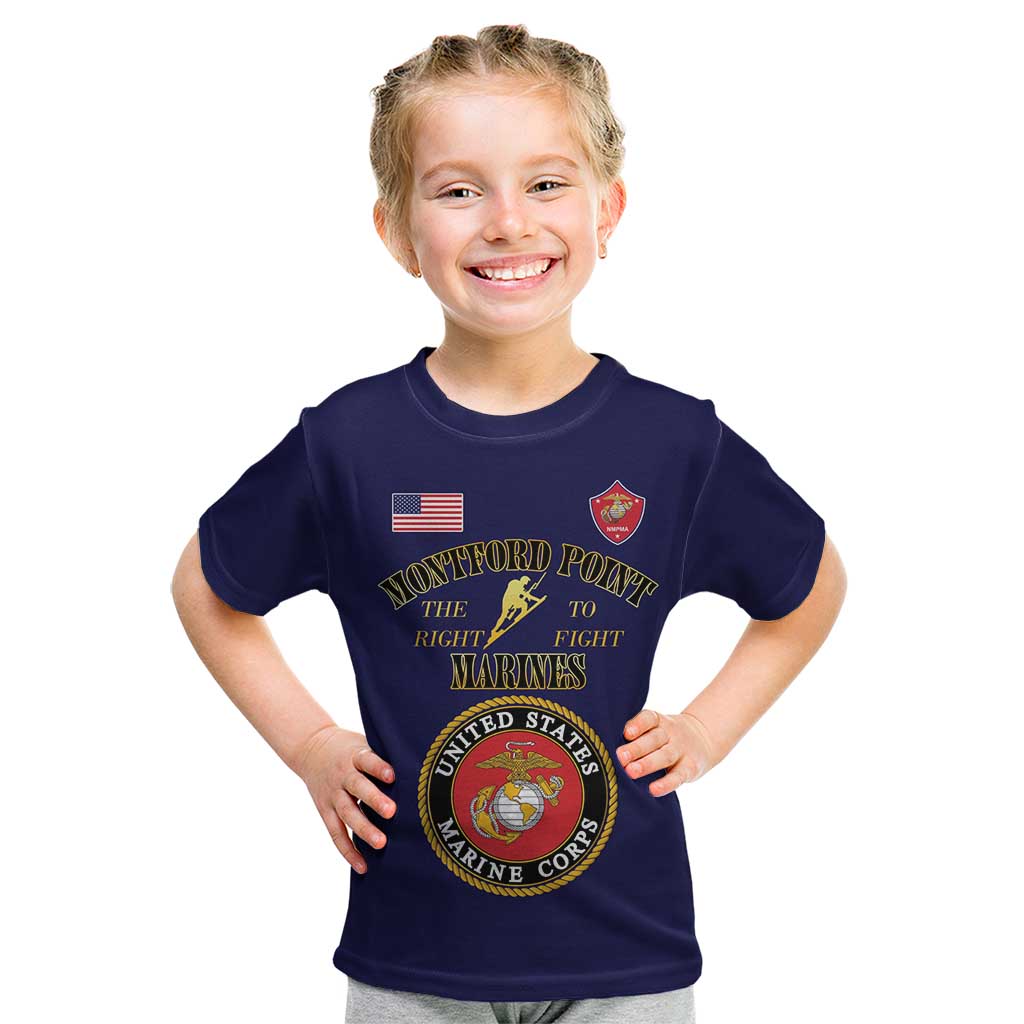 African American Marine Corps Legacy Kid T Shirt Montford Point Heritage Navy Blue - Wonder Print Shop