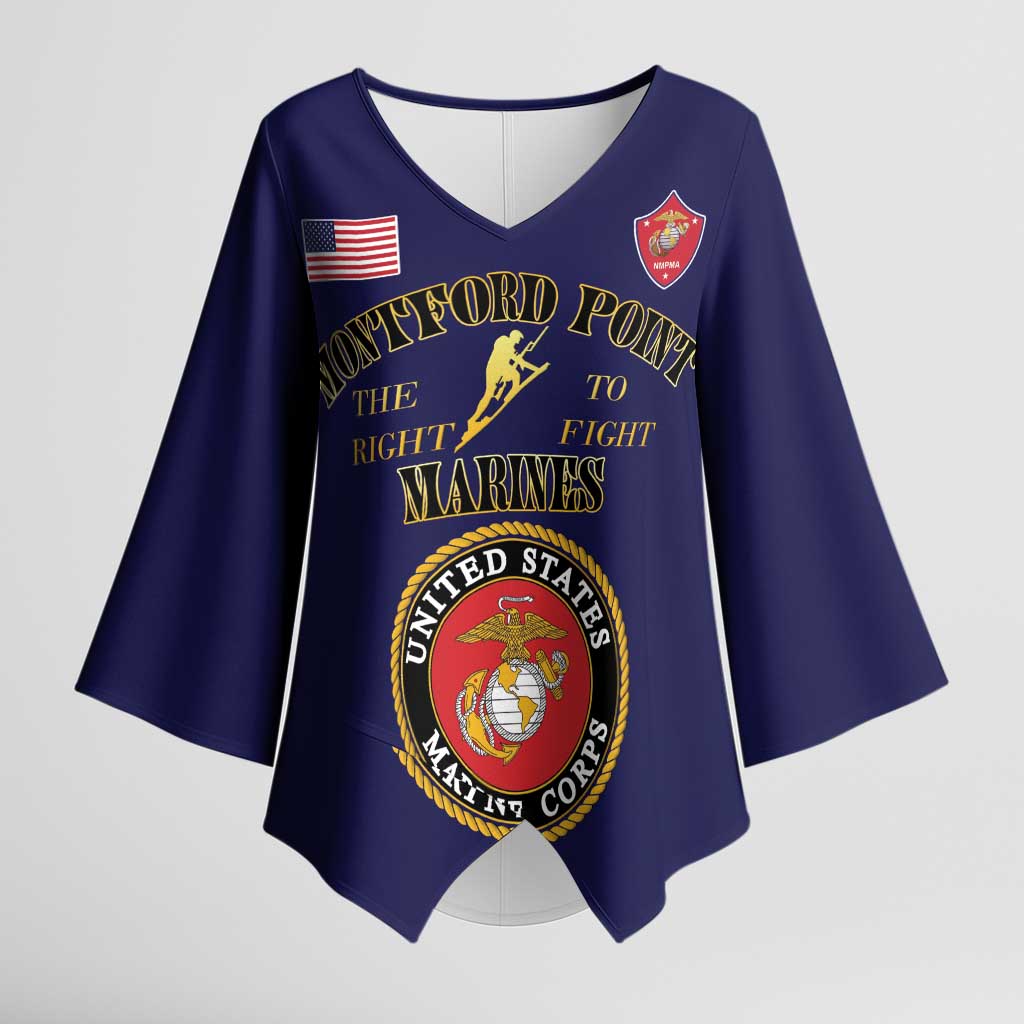 African American Marine Corps Legacy Kimono Sleeve Blouse Montford Point Heritage Navy Blue - Wonder Print Shop