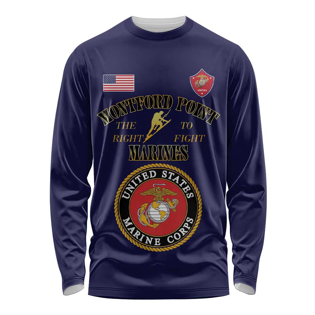 African American Marine Corps Legacy Long Sleeve Shirt Montford Point Heritage Navy Blue - Wonder Print Shop