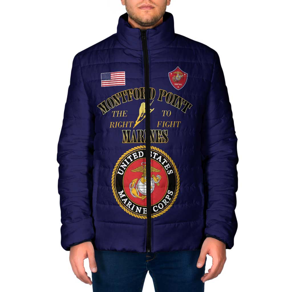 African American Marine Corps Legacy Padded Jacket Montford Point Heritage Navy Blue - Wonder Print Shop
