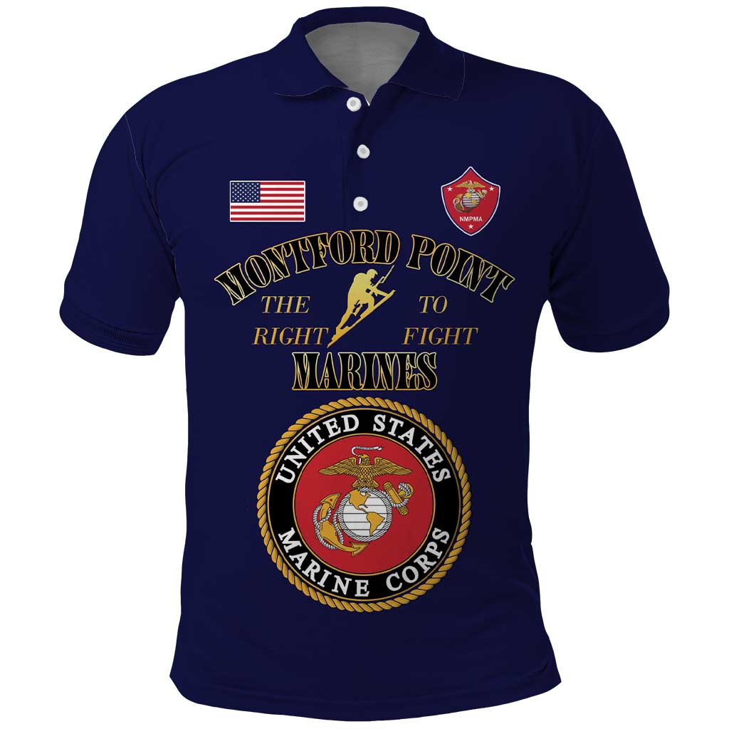 African American Marine Corps Legacy Polo Shirt Montford Point Heritage Navy Blue - Wonder Print Shop