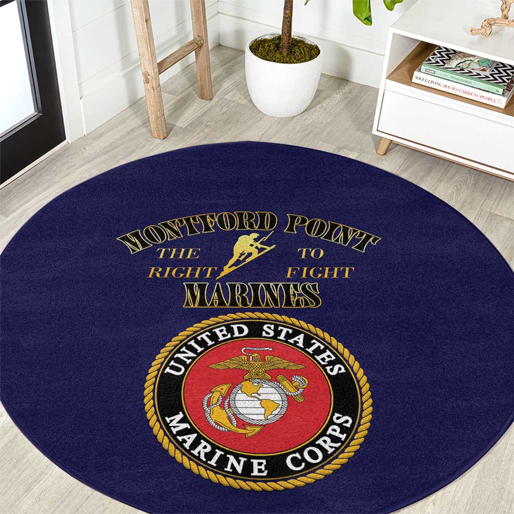 African American Marine Corps Legacy Round Carpet Montford Point Heritage Navy Blue - Wonder Print Shop