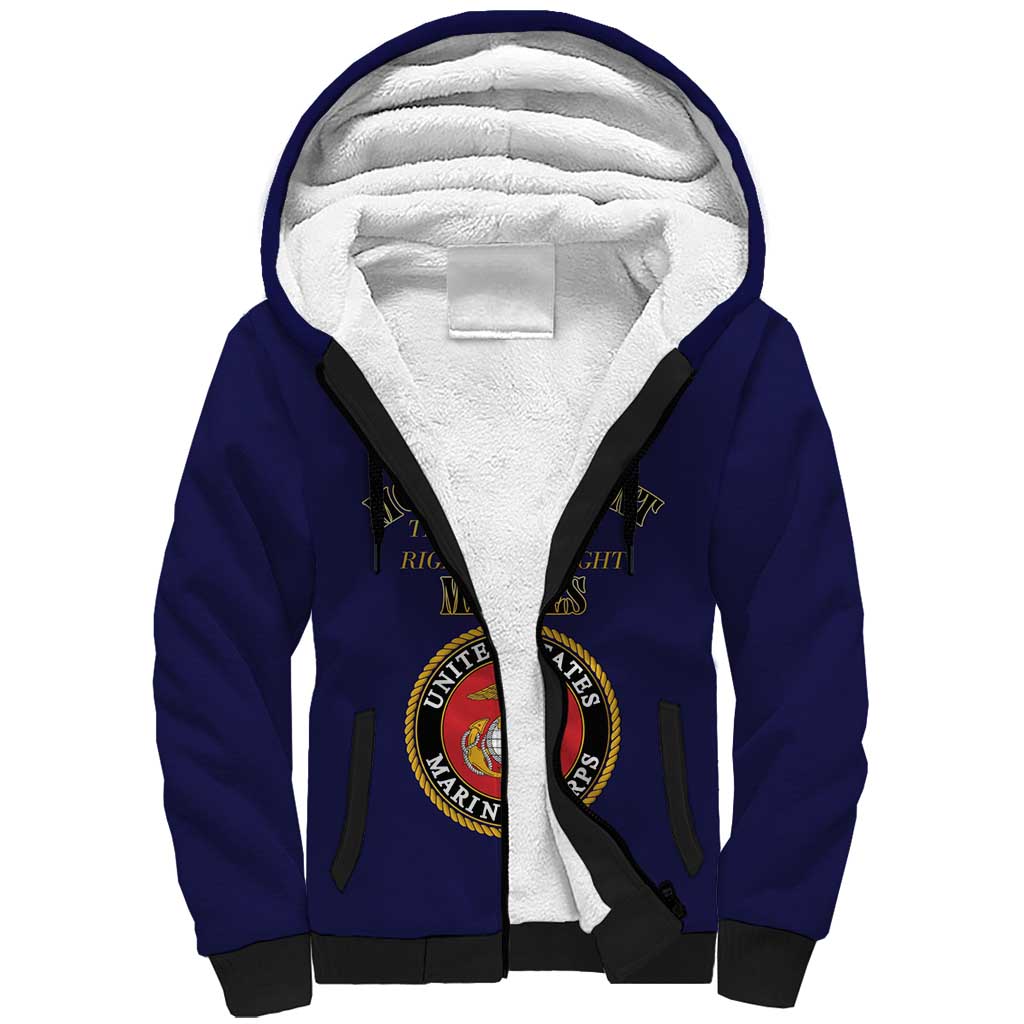 African American Marine Corps Legacy Sherpa Hoodie Montford Point Heritage Navy Blue - Wonder Print Shop