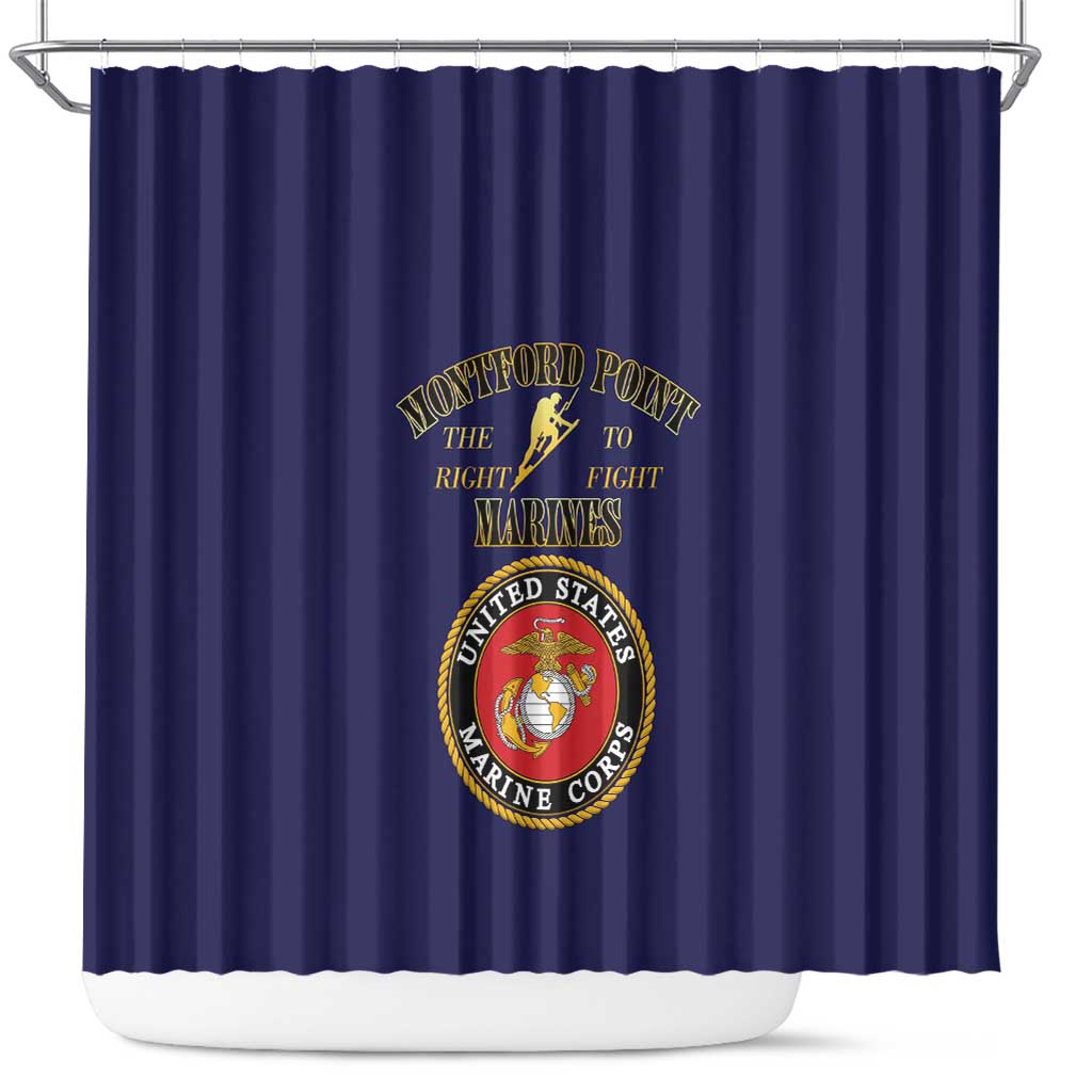 African American Marine Corps Legacy Shower Curtain Montford Point Heritage Navy Blue - Wonder Print Shop
